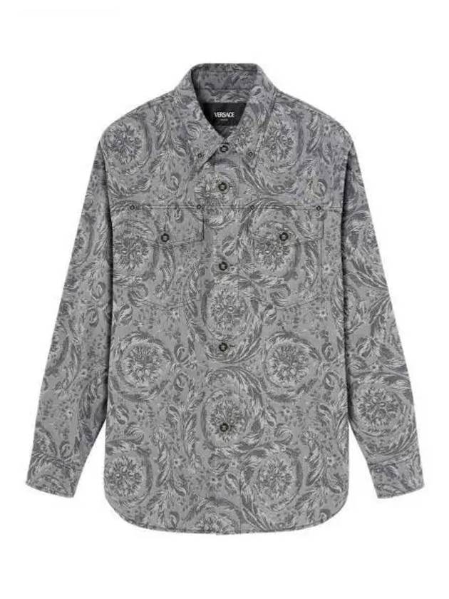 Barocco Jacquard Gabardine Long Sleeve Shirt Grey - VERSACE - BALAAN 2