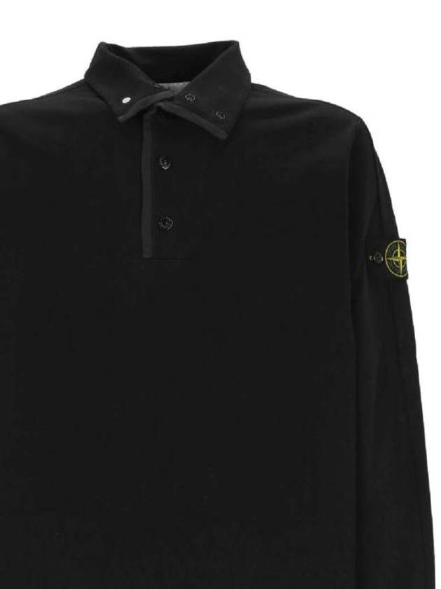 Compass Patch Cotton Fleece Polo Knit Top Black - STONE ISLAND - BALAAN 3