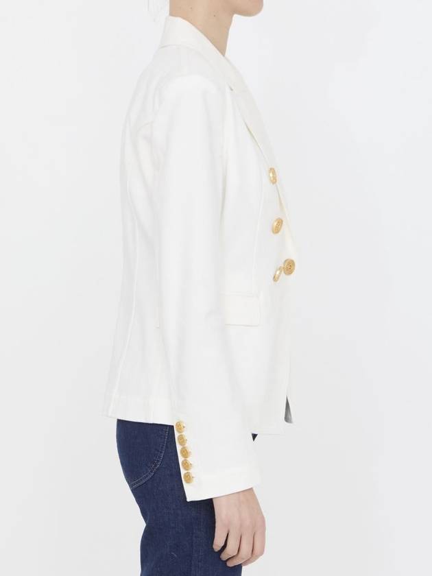 Women s Double Gold Button Cotton Jacket White - BALMAIN - BALAAN 4