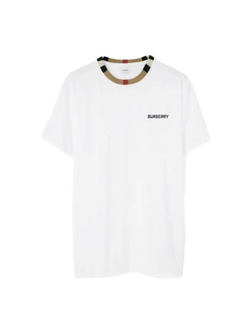 Men's Striped Neck Short Sleeve T-Shirt White - BURBERRY - BALAAN 1