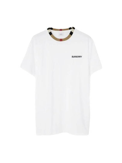 Men's Striped Neck Short Sleeve T-Shirt White - BURBERRY - BALAAN 2