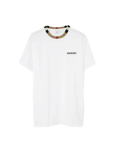 Men's Striped Neck Short Sleeve T-Shirt White - BURBERRY - BALAAN 1