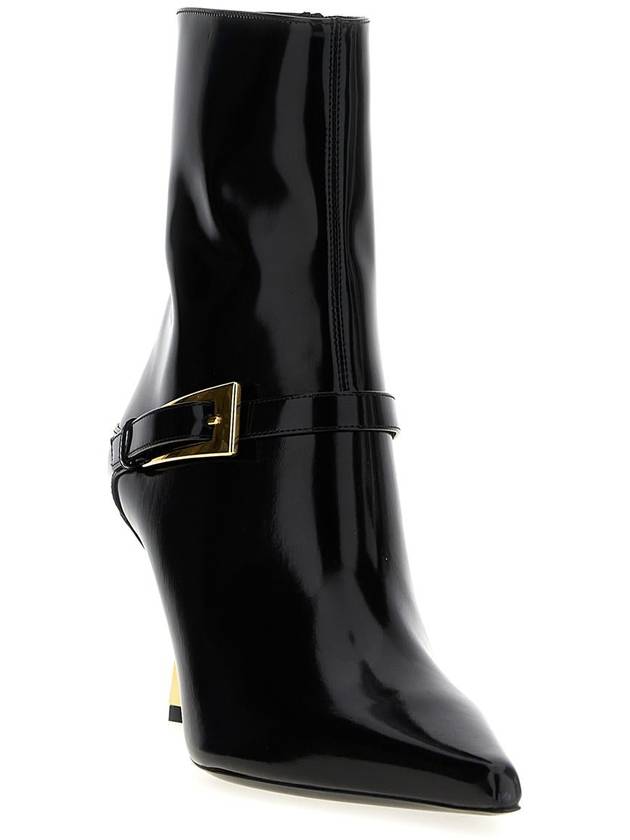 Lee Glazed Leather Ankle Boots Black - SAINT LAURENT - BALAAN 3