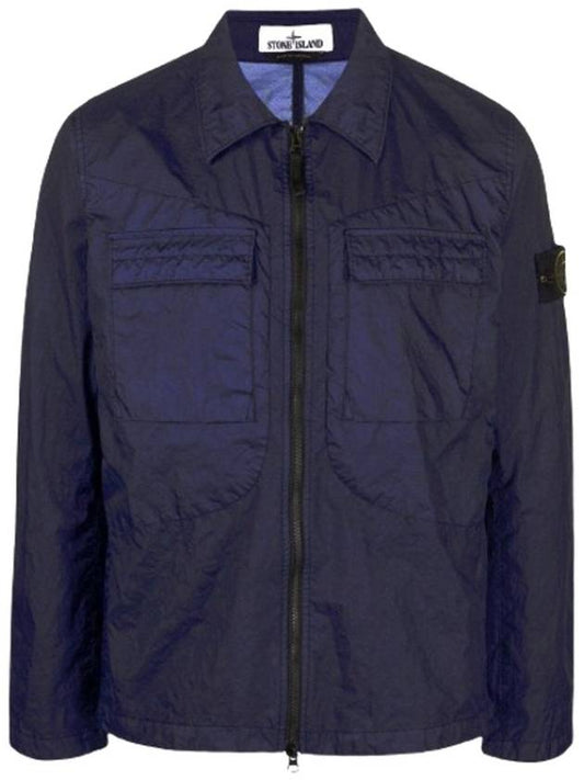 Men's Membrana Wappen Zip-Up Jacket Blue - STONE ISLAND - BALAAN 2