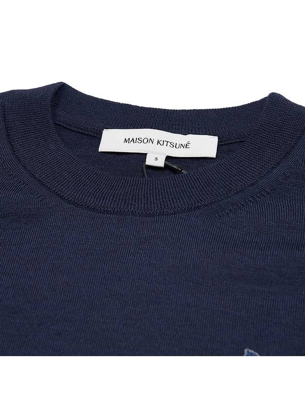 Women's Baby Fox Patch Regular Knit Top Deep Navy - MAISON KITSUNE - BALAAN 5