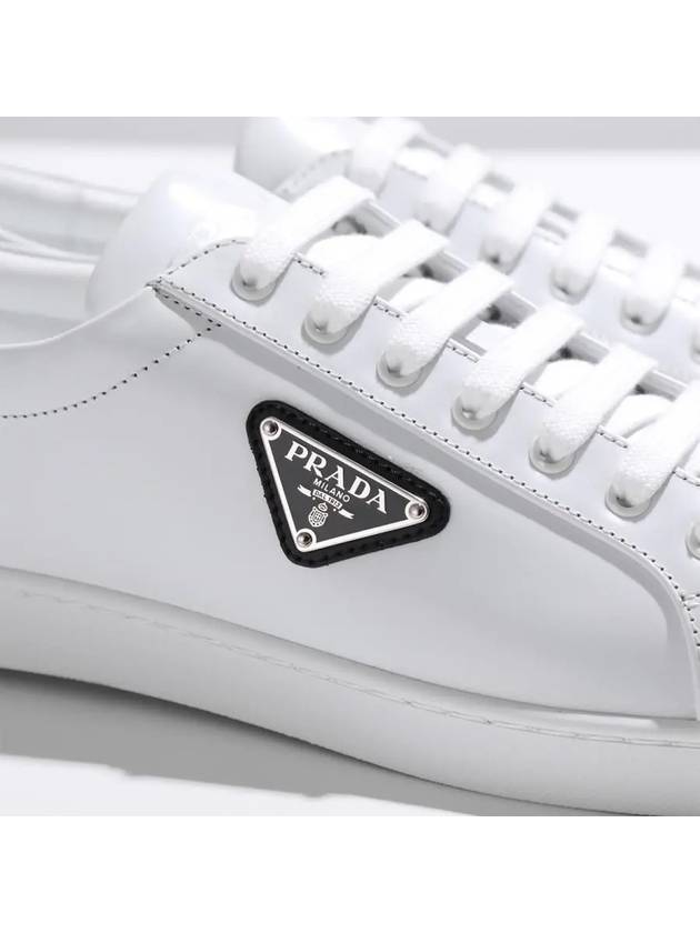 Brushed Leather Sneakers White Black - PRADA - BALAAN 7