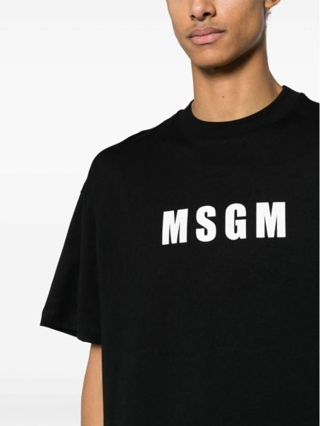 Logo Print Cotton Short Sleeve T-Shirt Black - MSGM - BALAAN 5