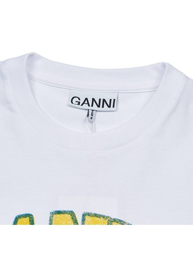 Women's Relaxed Peach Print Short Sleeve T-Shirt White - GANNI - BALAAN 5