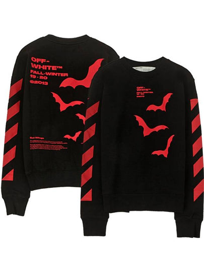 Diagonal Bats Printing Slim Crew Neck Sweatshirt Black - OFF WHITE - BALAAN 2