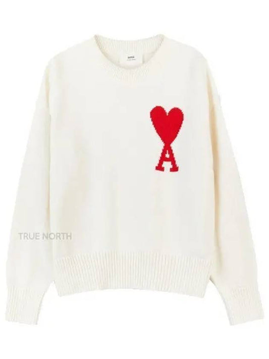 Big Heart Logo Knit Top White - AMI - BALAAN 2