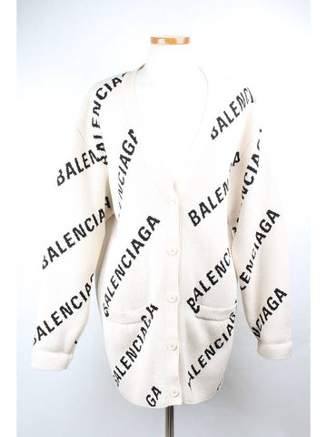 Multi logo cardigan white S - BALENCIAGA - BALAAN 1