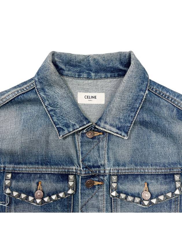 Men s STRANGE Studded Denim Vest - CELINE - BALAAN 4