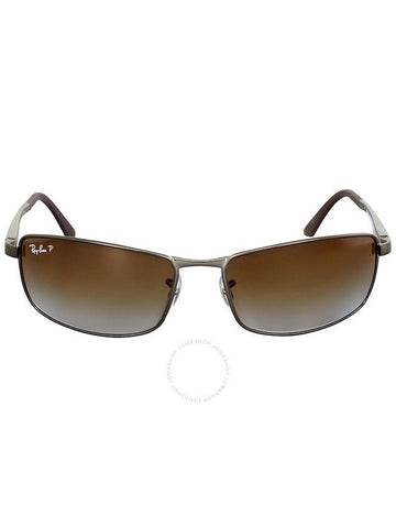 Ray Ban Polarized Brown Gradient Rectangular Men's Sunglasses RB3498 029/T5 61 - RAY-BAN - BALAAN 1