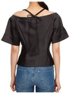 Double Satin Fitted Open Neck Blouse Black - GANNI - BALAAN 7