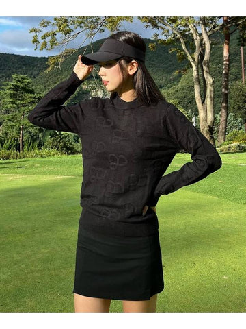 Women s viscose logo lettering jacquard knit BLACK - 20THHOLE - BALAAN 1