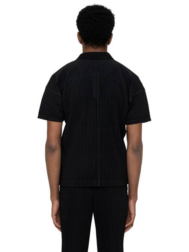 Homme Basic Plissé Pleated Polo Shirt Black - ISSEY MIYAKE - BALAAN 4