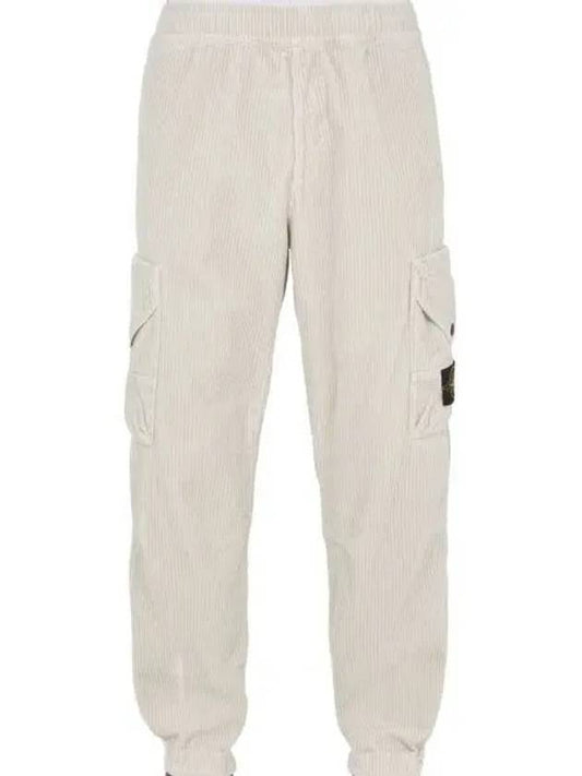 Corduroy Cotton Cargo Straight Pants Plaster - STONE ISLAND - BALAAN 2