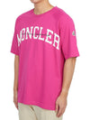 Logo Bright Pink Short Sleeve T-Shirt Pink - MONCLER - BALAAN 3