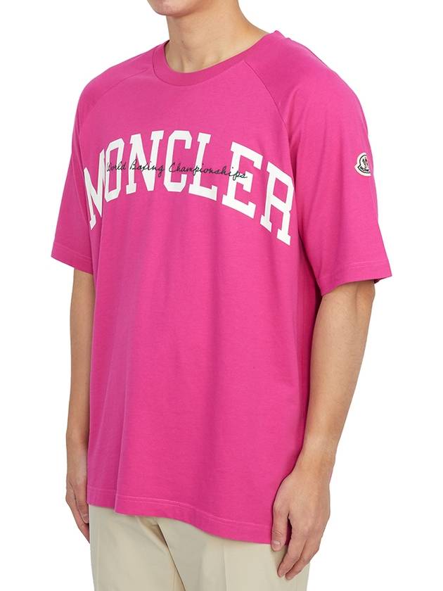 Logo Bright Pink Short Sleeve T-Shirt Pink - MONCLER - BALAAN 3