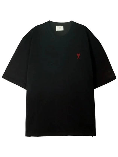 Small Heart Logo Boxy Fit Short Sleeve T-Shirt Black - AMI - BALAAN 2