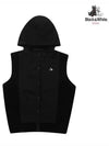 women's fleece hooded vest black - BLACK&WHITE - BALAAN 2