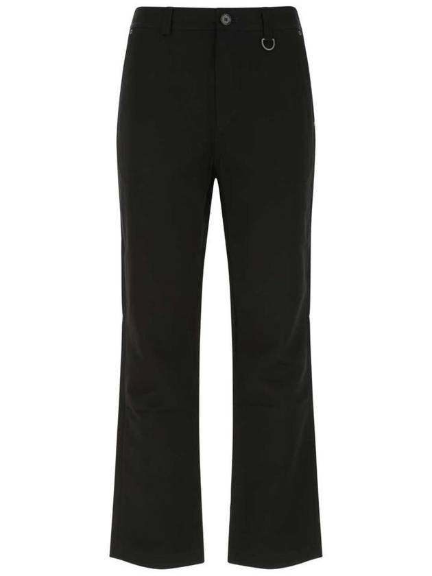 Men's D-Ring Detail Cotton Linen Straight Pants Black - BURBERRY - BALAAN 2