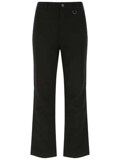 Men's D-Ring Detail Cotton Linen Straight Pants Black - BURBERRY - BALAAN 2