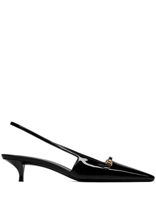 Women s Patent Blade Leather Slingback Heel Black - SAINT LAURENT - BALAAN 1