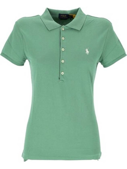 Embroidery Pony Slim Fit Short Sleeve Polo Shirt Green - POLO RALPH LAUREN - BALAAN 1