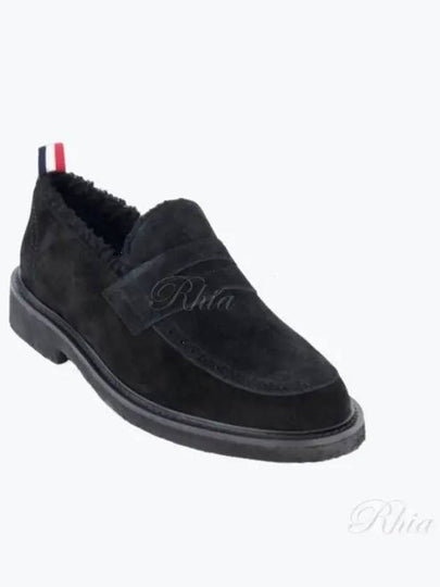 Shearling Lining Suede Penny Loafers Black - THOM BROWNE - BALAAN 2