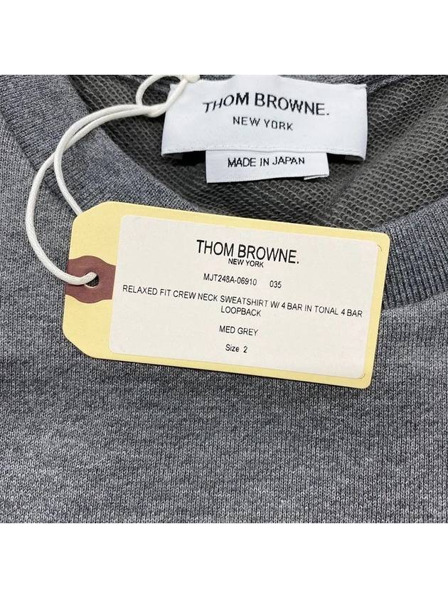 4 Bar Tonal Crew Neck Sweatshirt Grey - THOM BROWNE - BALAAN 6