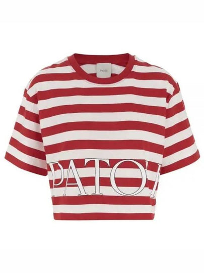 Organic Cotton Boxy Stripe Short Sleeve T-Shirt Red White - PATOU - BALAAN 2