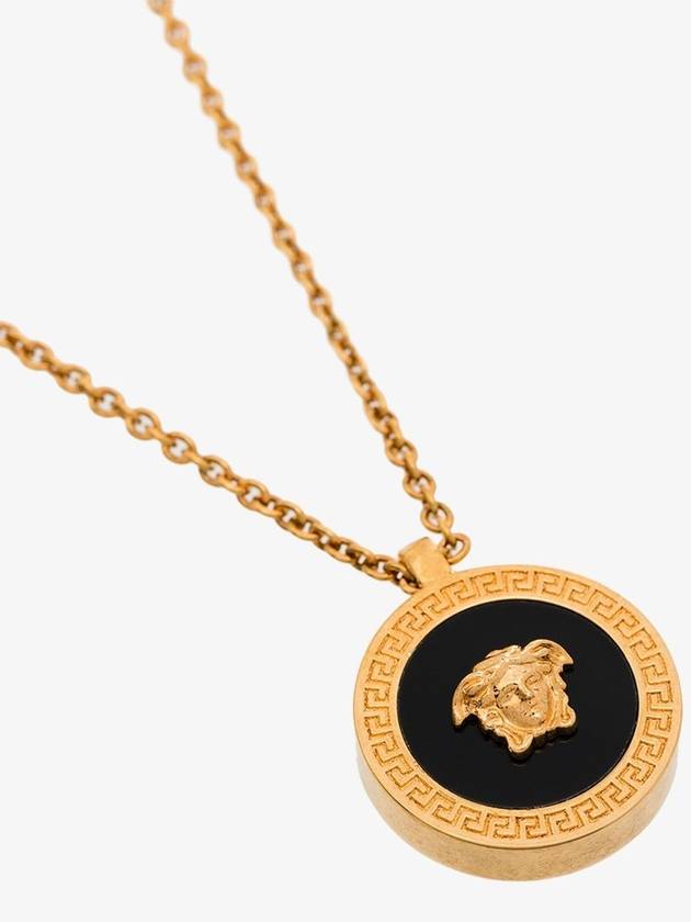 Enamel Medusa Pendant Necklace Black Gold - VERSACE - BALAAN 4