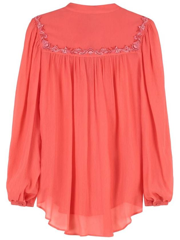 Women's Pussy Bow Silk Blouse Coral - ETRO - BALAAN 3