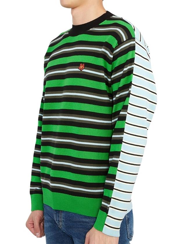 Boke Flower Patch Striped Wool Knit Top Grass Green - KENZO - BALAAN 3