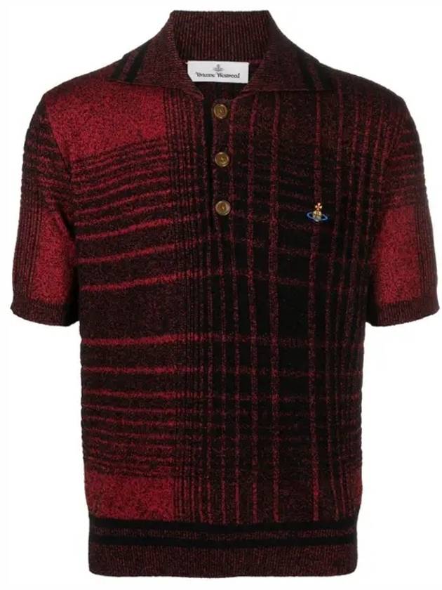 Logo Check Cotton Polo Shirt Black Red - VIVIENNE WESTWOOD - BALAAN 2