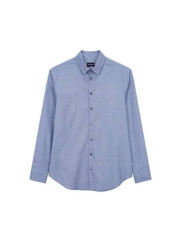 Men s Patterned Cotton Blend Shirt Light Navy 271984 - GIORGIO ARMANI - BALAAN 1