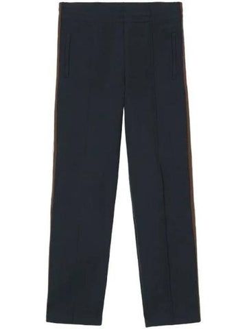 Men's Stripe Detail Track Pants Smoke Navy - BURBERRY - BALAAN 1