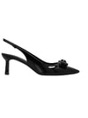 Vara Bowl Patton Leather Slingback Heels Black - SALVATORE FERRAGAMO - BALAAN.