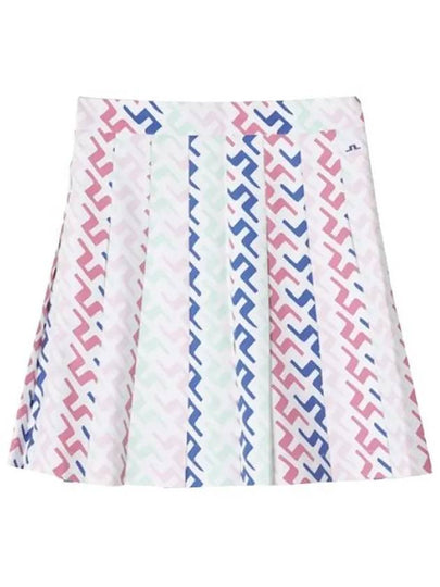 Women's Adina Print Pleated Skirt Pink Painted Bridge - J.LINDEBERG - BALAAN 2