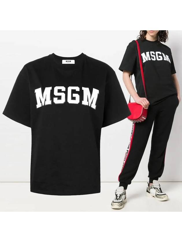 Women's Logo Print Short Sleeve T-Shirt Black - MSGM - BALAAN 2