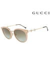 Eyewear Women's Round Asian Fit Sunglasses Beige - GUCCI - BALAAN.