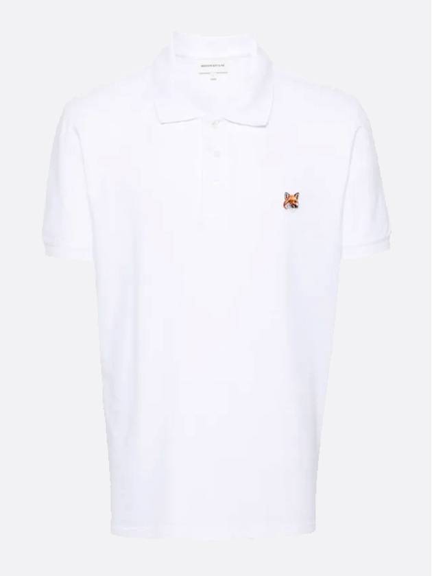 Fox Head Patch Cotton Polo Shirt White - MAISON KITSUNE - BALAAN 2