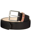 Signature Striped Leather Belt Black - PAUL SMITH - BALAAN 2