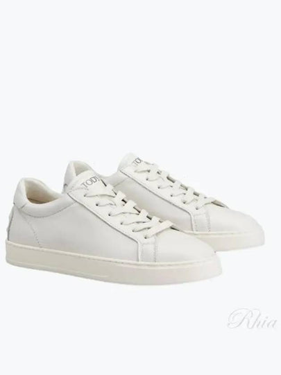 Men's Lace Up Leather Low Top Sneakers Milk White - TOD'S - BALAAN 2