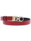 Reversible Gancini Leather Belt Black Lipstick Red - SALVATORE FERRAGAMO - BALAAN 11