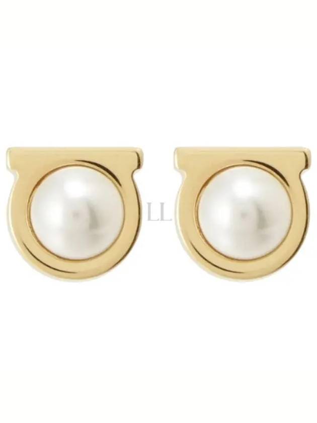 Gancini pearl earrings gold - SALVATORE FERRAGAMO - BALAAN 2