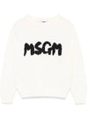 Kids Logo Jacquard Cotton Sweater Ivory - MSGM - BALAAN 1