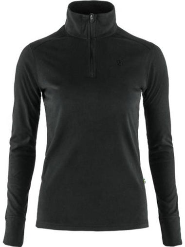 Women's Half Zip Long Sleeve T-Shirt Black - FJALL RAVEN - BALAAN 1