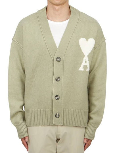 De Coeur Logo Wool Cardigan Green - AMI - BALAAN 2